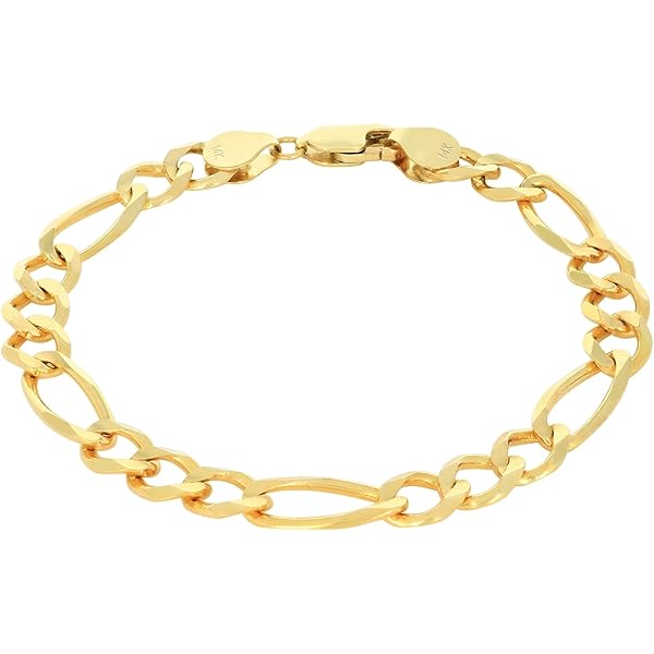 Amazon.com: Nuragold 14k Real Yellow Gold Solid Figaro Link 6.5mm